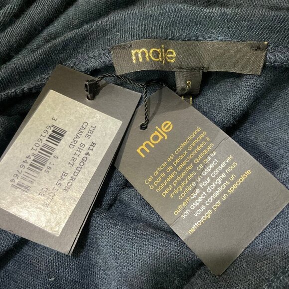 Maje Long Sleeve Pocket Tee Basque Blue Shirt Size 3 (XL) NWT MSRP $185 - Picture 7 of 7